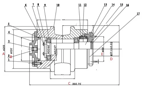 Rolete superior para bulldozer Caterpillar D7H