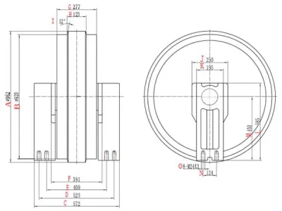 Roda guia para escavadeira Komatsu PC1250