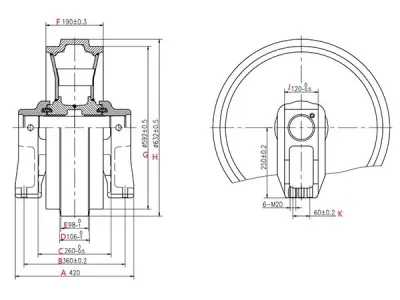 Roda guia para escavadora Komatsu PC300