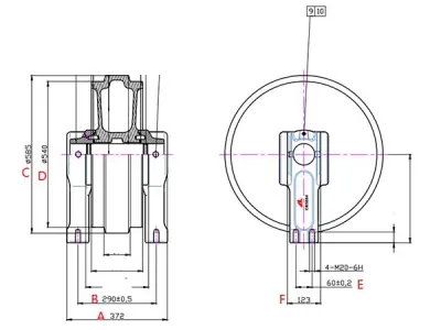 Roda guia para escavadeira Caterpillar E325