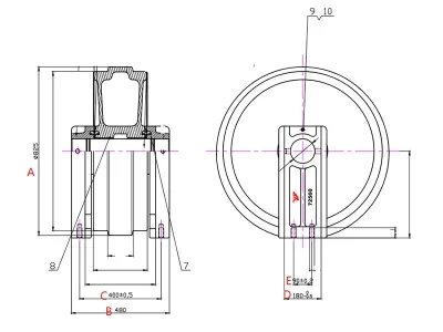 Roda guia para escavadeira Volvo EC950