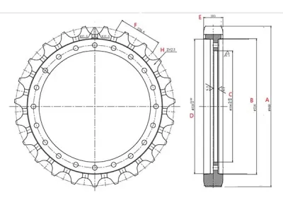 Roda motriz para escavadora Caterpillar E350