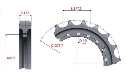 Roda motriz para escavadora Hitachi EX1900