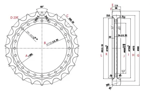 Roda motriz para escavadora Hitachi ZX870