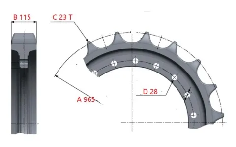 Roda motriz para escavadeira Caterpillar E390