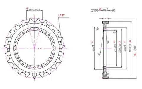 Roda motriz para escavadora Volvo EC700