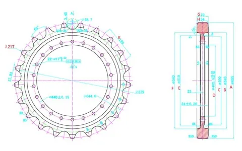 Roda motriz para escavadora Volvo EC210