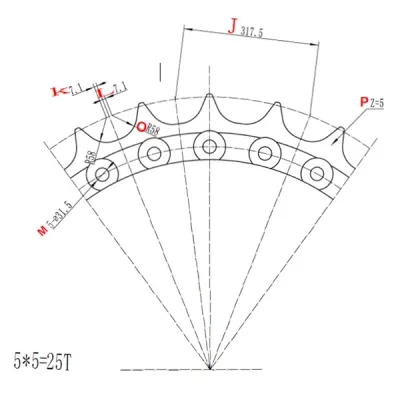 Segmento de roda motriz para escavadora Komatsu D475