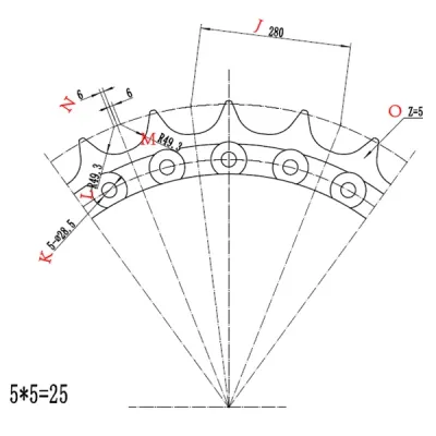 Segmento de roda dentada para bulldozer Komatsu D375